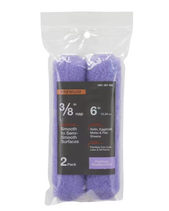 2 PACK - POLY 6" ROLLER - 3/8THS